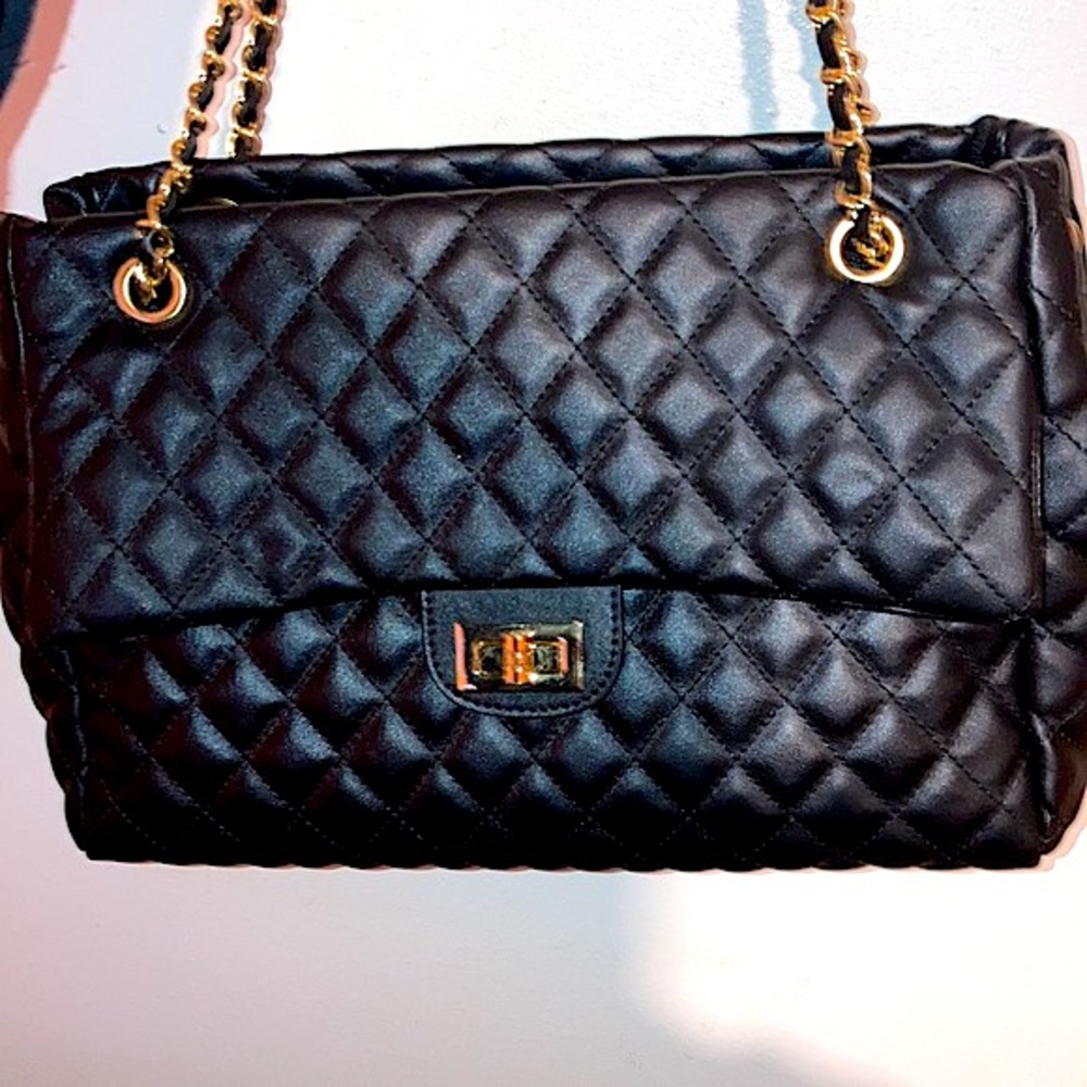Black Quilted SMedium Satchel